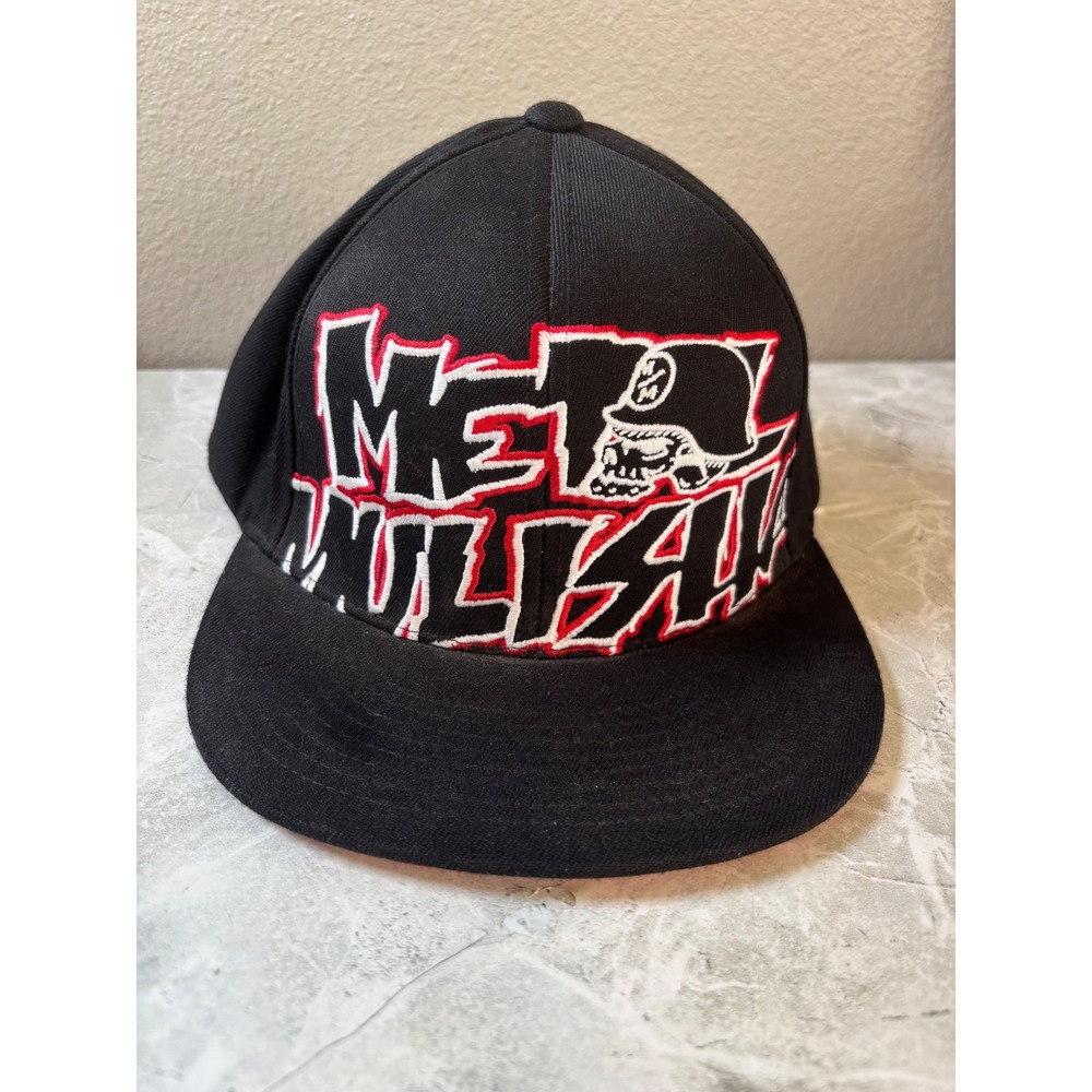 Metal Mulisha Flexfit Hat Black Red Embroidered Logo Skull Cap L-XL